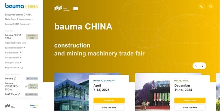 BAUMA China website homepage