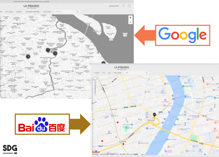 Baidu Map vs. Google Map