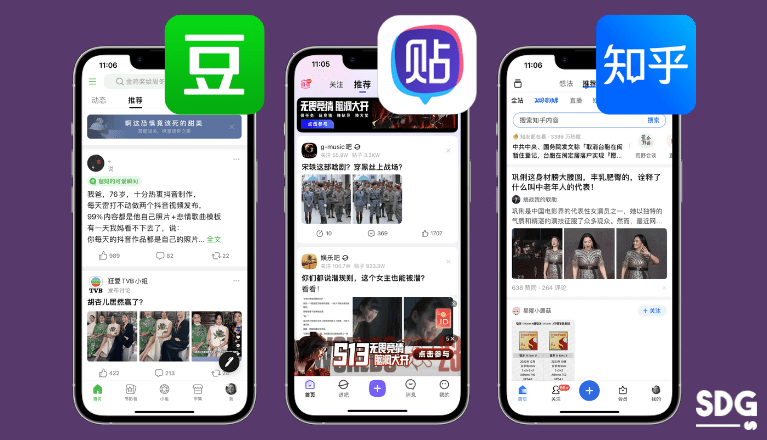 Douban, Baidu Tieba, Zhihu