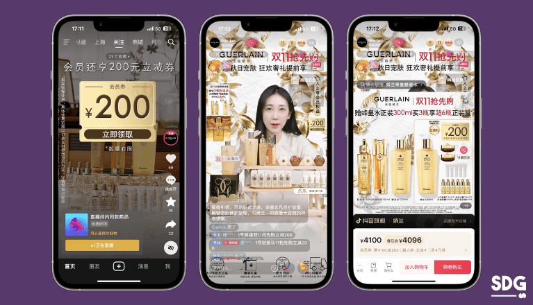 Douyin ad redirecting to live streaming for coupons for the double 11