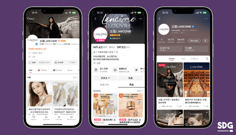 Lancôme on Weibo, Douyin and Xiaohongshu