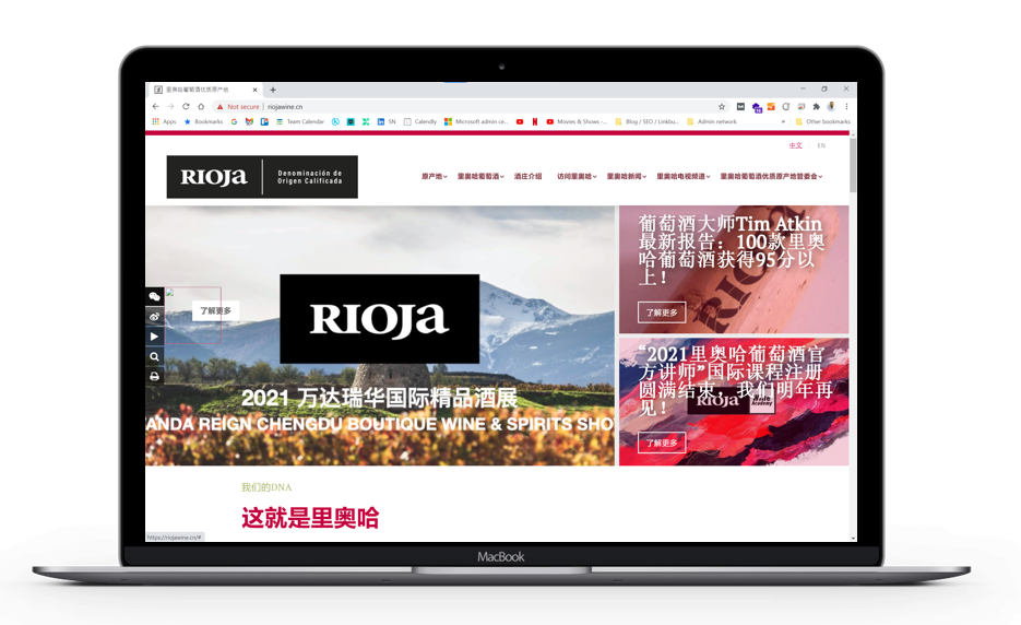 Website loicalization for RIOJAWINE China