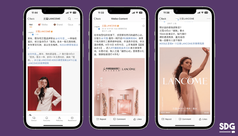 Lancôme perfume promotion on Weibo China