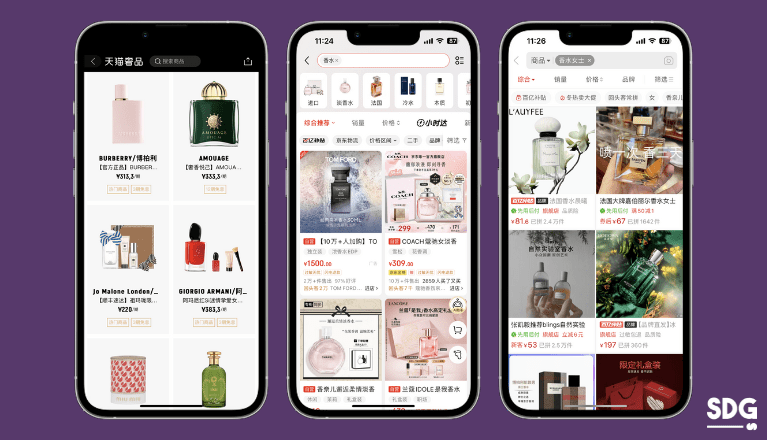 Perfume categories on Tmall, JD.COM and Pinduoduo China