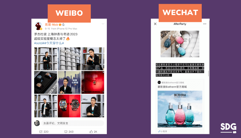 WeChat and Weibo KOLs campaigns